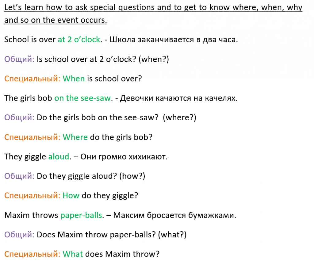 Примеры как задавать вопросы на английском 